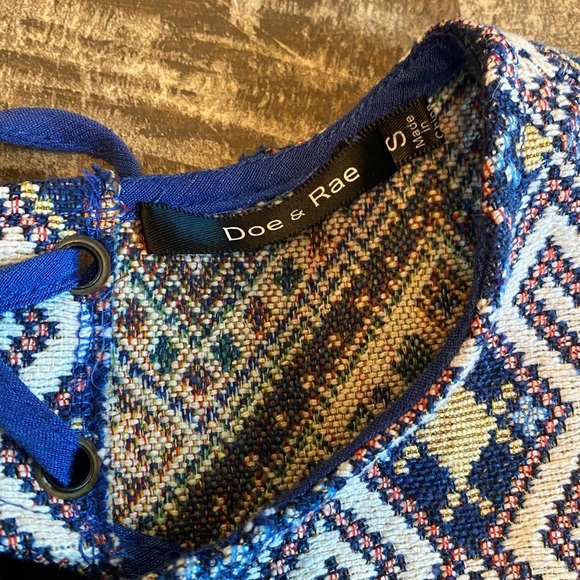 Doe & Rae Royal Blue Tank with Embroidered Accents - Picture 4 of 13